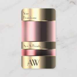 Elegante Goldschachtel mit Glasoptik und Monogramm Visitenkarte