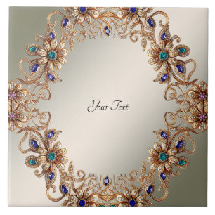Elegante Goldschmuck Blumen Keramikfliese