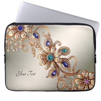Elegante Goldschmuck Blumen Laptop-Hülle Laptopschutzhülle
