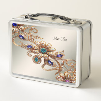 Elegante Goldschmuck-Blumen Lunchbox