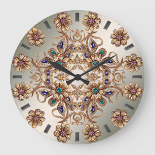 Elegante Goldschmuck-Blumen-Wanduhr Große Wanduhr