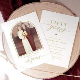 Elegante Goldschrift 50. Hochzeitstag-Party Einladung