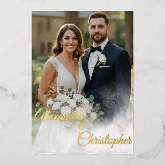 Elegante Goldschrift-Hochzeit Folieneinladung