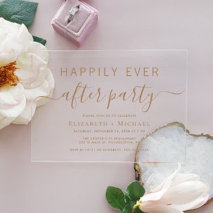 Elegante Goldschrift Hochzeits- After Party Acryleinladungen