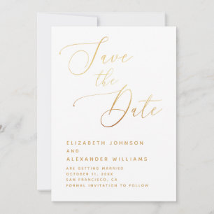 Elegante Goldschrift   Minimalistische klassische  Save The Date