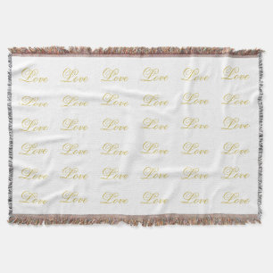 Elegante Goldschrift Weiße Liebe Kalligrafie-Hochz Decke