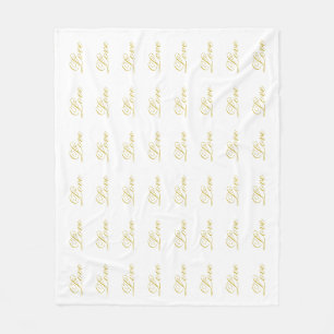 Elegante Goldschrift Weiße Liebe Kalligrafie-Hochz Fleecedecke