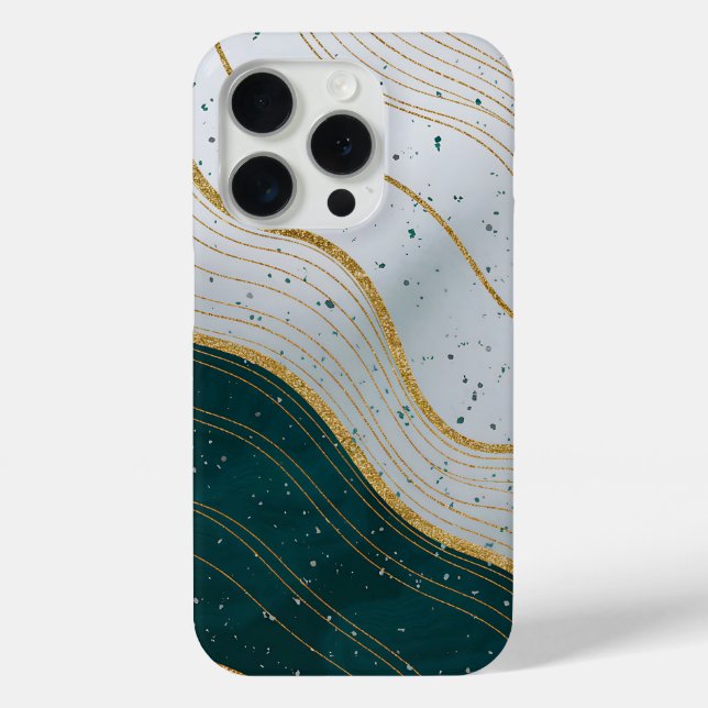 Elegante Goldschwärme auf Abstraktem Grün Case-Mate iPhone Hülle (Rückseite)