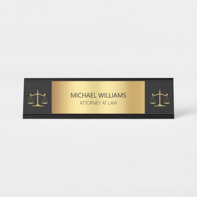 Elegante Goldskales der Justiztypografie-Anwältin Schreibtischnamensplakette (Vorderseite )