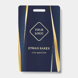 Elegante Goldstreifen Blaue Hintergrund Ausweis