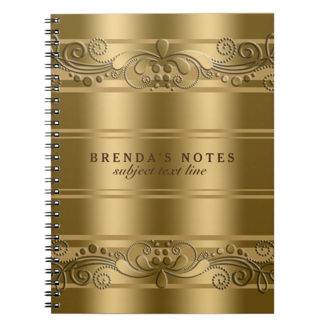 Elegante Goldstreifen mit goldener Spitze Notizblock (Vorderseite)