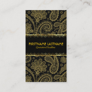 Elegante Goldtöne Verzierte Paisley-Muster-Vorlage Visitenkarte