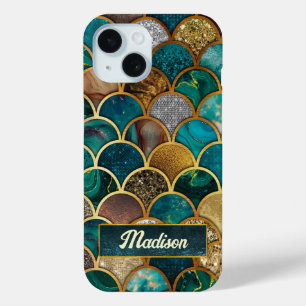 Elegante goldtürkisfarbene, gürtelige Schuppen Case-Mate iPhone Hülle