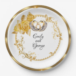 Elegante GoldWedding Personalisiert Pappteller