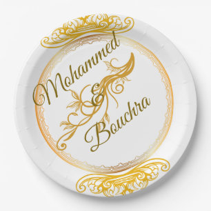 Elegante GoldWedding Plate Pappteller