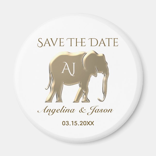 Elegante GoldWedding rettet das Datum Magnet (Vorne)