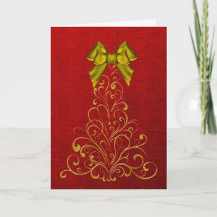 Elegante Goldweihnachtsbaum-Gruß-Karte Feiertagskarte