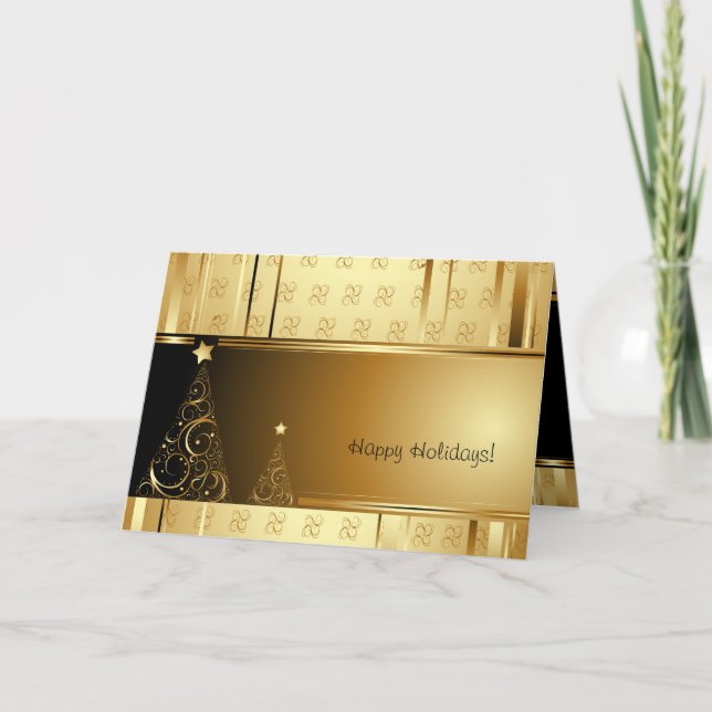 Elegante Goldweihnachtsgruß-Karten Feiertagskarte (Vorderseite)
