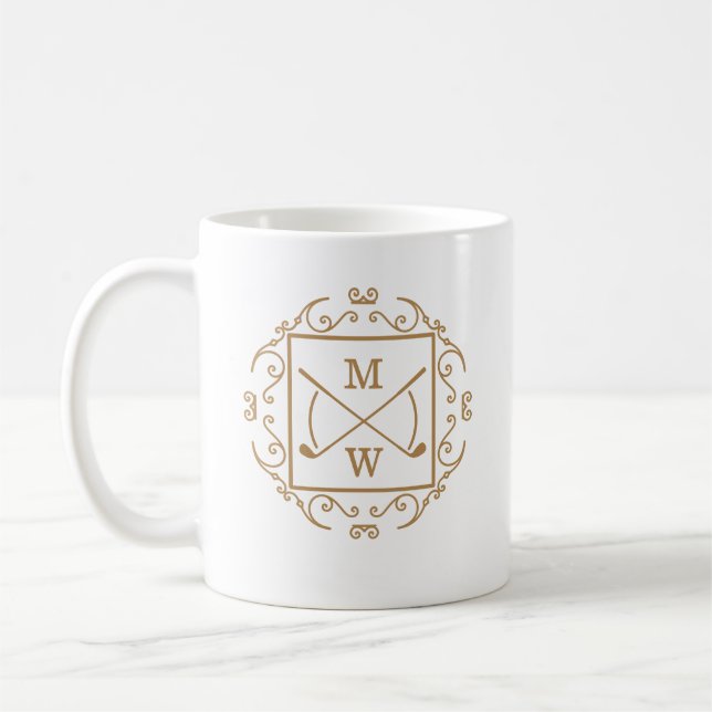 Elegante Golf Clubs Monogramm Kaffeetasse (Links)