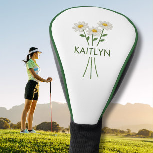 Elegante Golferin Faux-Stickerei Blumen  Golf Headcover
