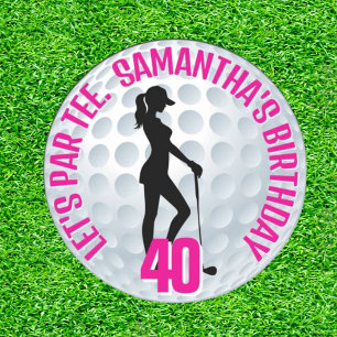 Elegante Golferin Pink Lady Runder Aufkleber