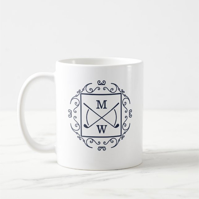 Elegante Golfschläger-Monogramm Kaffeetasse (Links)