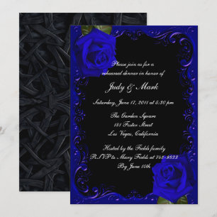 Elegante Goth Blue Rose Probe Dinner Einladung