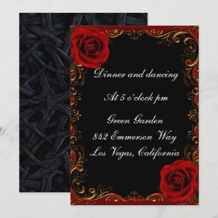 Elegante Goth Rote Rosen Empfang Card Einladung