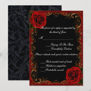 Elegante Goth Rote Rosen Response Card Einladung