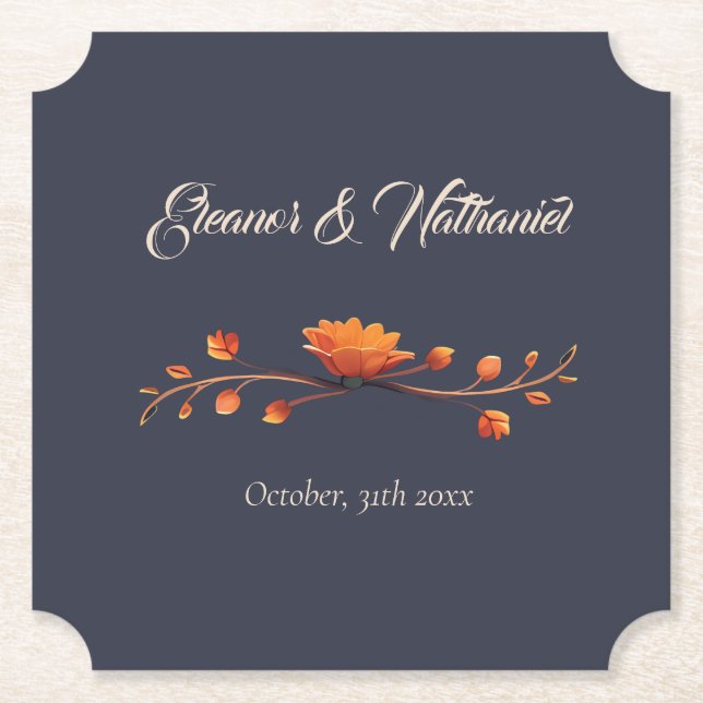 Elegante Gothic 3D Floral Minimalistisch Wedding Untersetzer (Vorderseite)