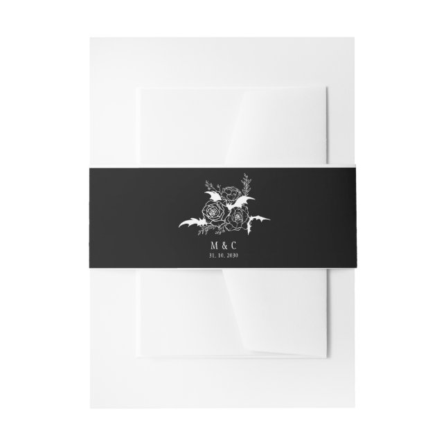 Elegante Gothic Floral Black Wedding Einladungsbanderole (Vorderseite Beispiel)