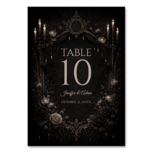 Elegante Gothic-Halloween-Hochzeitstisch-Nummer Tischnummer