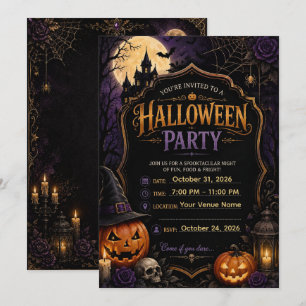 🎃 Elegante Gothic Halloween-Soirée-Einladung Einladung