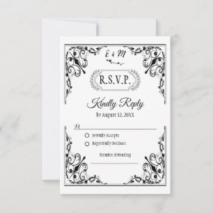Elegante Gothic Monogram Wedding RSVP Card Karte
