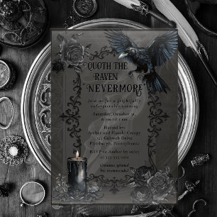 Elegante Gothic Raven Nevermore Halloween-Party Acryleinladungen