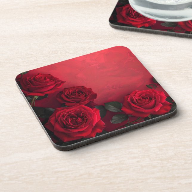 Elegante Gothic rote Rosen Getränkeuntersetzer (Linke Seite)
