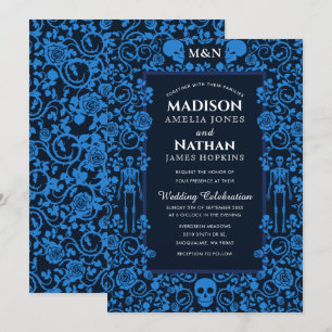 Elegante Gothic Viktorianisch Blue Wedding Einladung