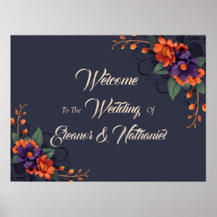 Elegante gothische 3D-Blumenhochzeit Poster