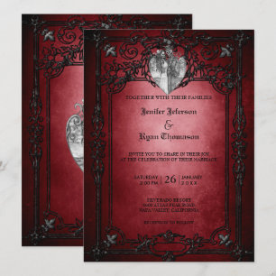 Elegante gothische Halloween-Hochzeitseinladung Einladung