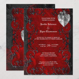 Elegante gothische Halloween-Hochzeitseinladung Einladung