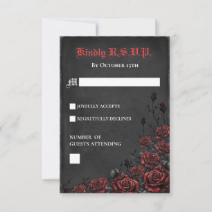 Elegante gothische rote und schwarze Rosen RSVP-Ka RSVP Karte