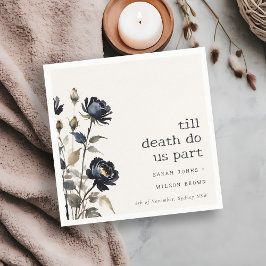 Elegante Gotische Dunkle Wasserfarbe Schwarze Rose Serviette