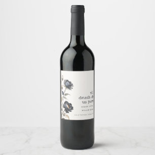 Elegante Gotische Dunkle Wasserfarbe Schwarze Rose Weinetikett