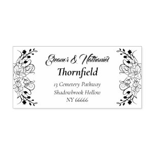 Elegante gotische Floral-Rücksendeadresse Hochzeit Gummistempel
