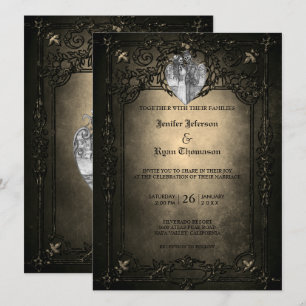 Elegante gotische Halbzeitschrift Hochzeit Einladu Einladung