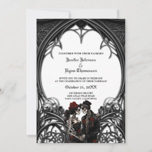 Elegante gotische Halbzeitschrift Hochzeit Einladu Einladung