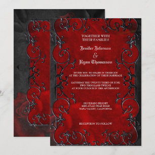 Elegante gotische Halbzeitschrift Hochzeit Einladu Einladung
