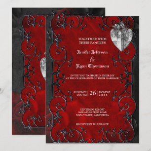 Elegante gotische Halbzeitschrift Hochzeit Einladu Einladung