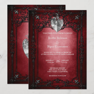 Elegante gotische Halbzeitschrift Hochzeit Einladu Einladung
