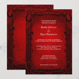 Elegante gotische Halbzeitschrift Hochzeit Einladu Einladung